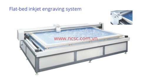 Flat-bed inkjet engraving system