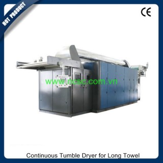 Continuous tumble dryer for long towel